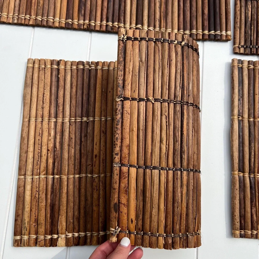 Vintage Natural Bamboo Placemats | Set of 4 | Table Decor